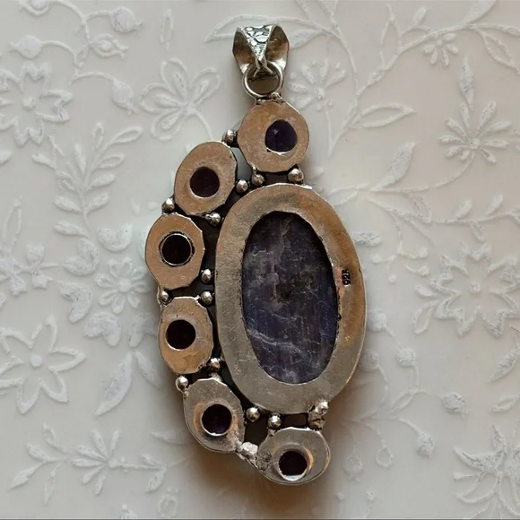 Vintage Rare 925 Sterling Silver Amethyst Pendant in Excellent Condition - Picture 3 of 3